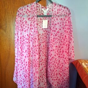 Lauren Conrad NWT Pink Floral Sheer Kimono Beach Cover- One Size